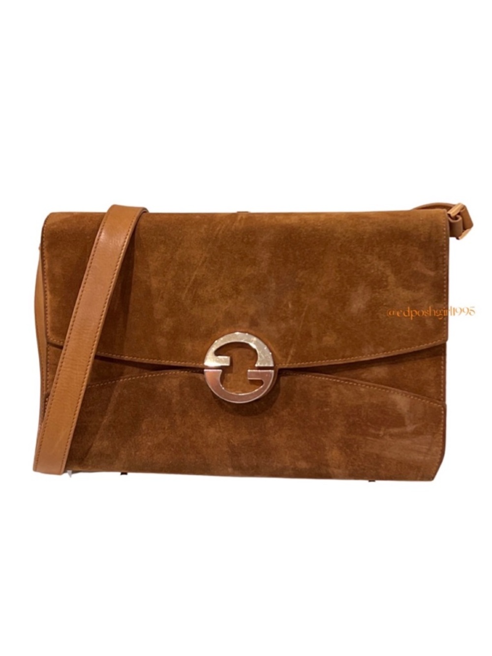 Vintage 1970s Gucci Blondie Camel Suede GG Envelope Bag convertible